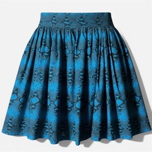Vintage 1950s Blue Snakeskin Print Circle Skirt